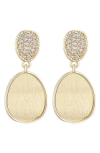 Adornia 14k Gold Plated Satin Finish Crystal Drop Earrings In Gold