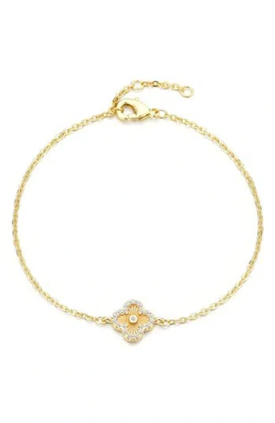 ADORNIA ADORNIA PAVÉ CZ CLOVER CHARM BRACELET