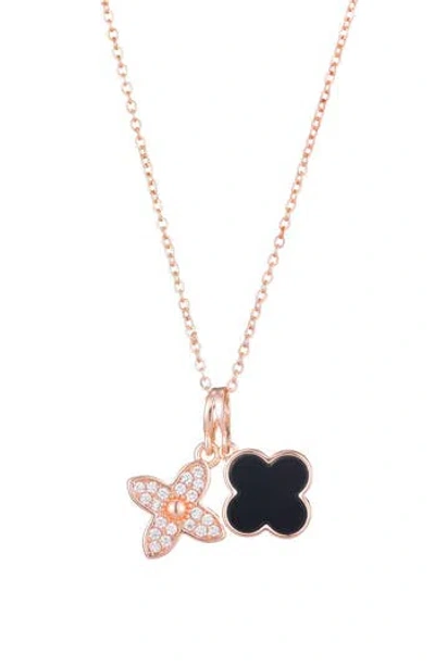 ADORNIA ADORNIA PAVÉ CZ CLOVER PENDANT NECKLACE