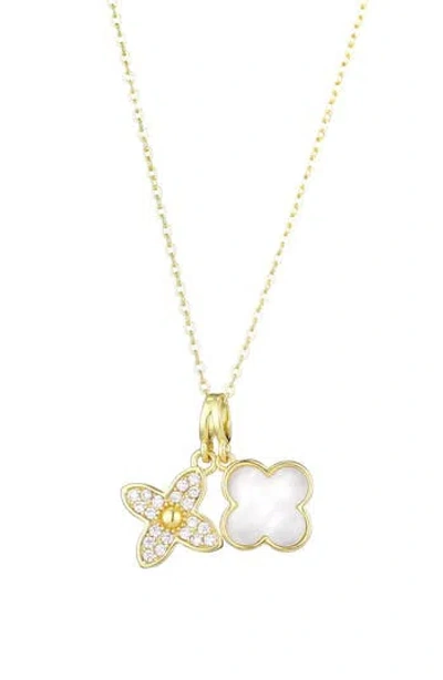 ADORNIA ADORNIA PAVÉ CZ CLOVER PENDANT NECKLACE