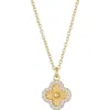 Adornia Cubic Zirconia Button Clover Halo Pendant Necklace In Gold