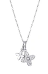 Adornia Tarnish Resistant Silver Plated Double Pointed Clover Cz Necklace In Silver