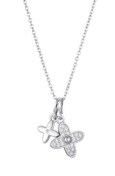 ADORNIA ADORNIA PAVÉ CZ CLOVER PENDANT NECKLACE