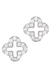 Adornia .925 Sterling Silver Mini Clover Cz Outline Studs In Metallic