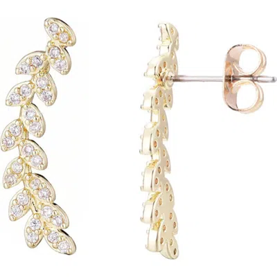 Adornia Pavé Cz Curved Leaf Crawler Earrings In Gold