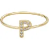 Adornia Pavé Cz Initial Charm Ring