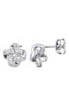 Adornia Silver Plated Cz Knot Twist Stud Earrings In Silver