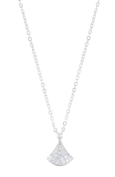 Adornia Pavé Fan Pendant Necklace In Silver