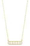 Adornia Adjustable Cultivated Pearl Pave Bar Necklace In White/gold