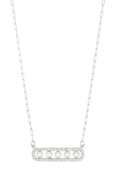 Adornia Pavé Freshwater Pearl Bar Pendant Necklace In Gold