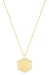 Adornia Pavé Hexagon Pendant Necklace In Gold