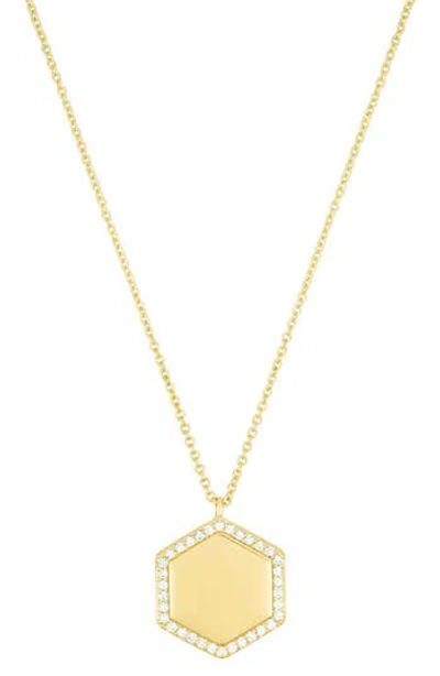 Adornia Pavé Hexagon Pendant Necklace In Gold