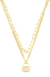 Adornia Pavé Lock Layered Necklace In Gold