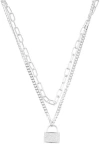 Adornia Pavé Lock Layered Necklace In Silver