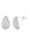 Adornia Sterling Silver Plated Teardrop Pave Earrings In Silver