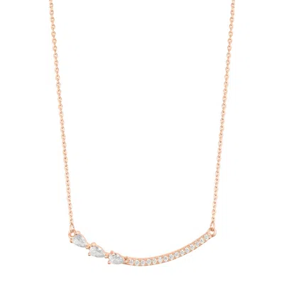 Adornia Pear Bar Pendant Necklace In Pink/clear