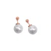 Adornia Rose Gold Imitation Pearl Double-sided Ball Earrings In White
