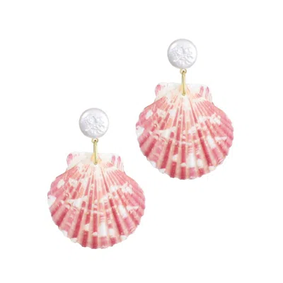 Adornia Pink Shell And Shell Pearl 2-drop Earrings In Metallic