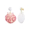 Adornia Pink Shell And Shell Pearl 2-drop Earrings In Multi