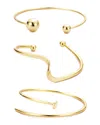Adornia Plated 3-cuff Bracelet Set In Gold