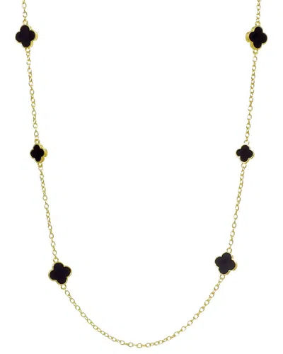 Adornia Plated 36in Black Flower Station Necklace In Multi