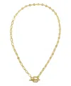 Adornia Crystal Clover Paperclip Chain Necklace In Yellow