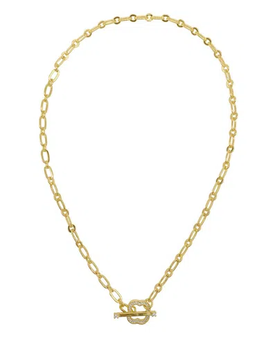 ADORNIA PLATED CRYSTAL CLOVER TOGGLE NECKLACE