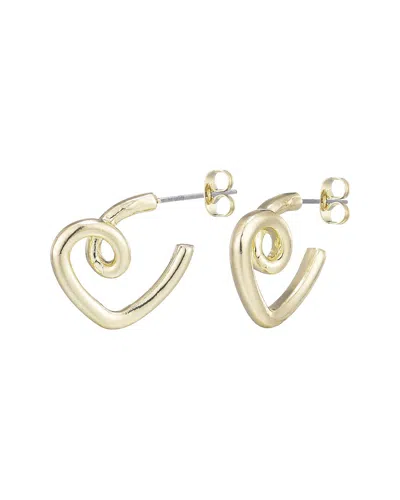 Adornia Plated Crystal Lined Heart Hoop Earrings In Gold