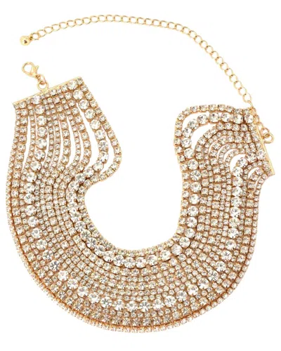 Adornia Plated Crystal Multi-strand Crystal Adjustable Collar Necklace In Gold