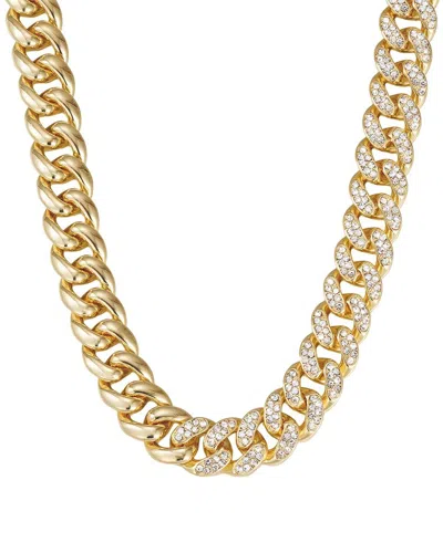 ADORNIA ADORNIA PLATED CZ HALF CRYSTAL CURB CHAIN NECKLACE
