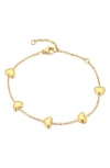 Adornia Tarnish Resistant 18k Gold Plated Heart Station Bracelet In Gold
