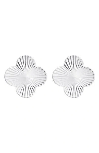 Adornia Silver Plated Prismatic Clover Stud Earrings In Metallic