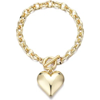 Adornia Puffy Heart Chain Bracelet In Gold