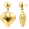 Adornia 14k Gold Plated Puffy Heart Drop Earrings In Gold
