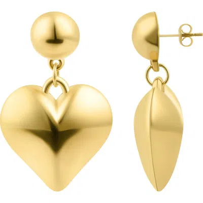 Adornia 14k Gold Plated Puffy Heart Drop Earrings