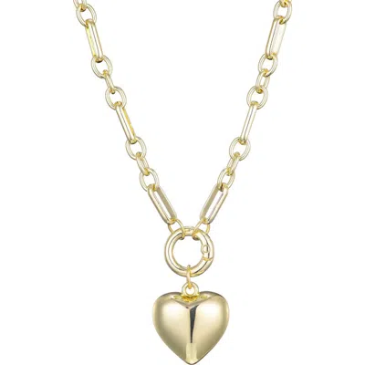 Adornia Gold Plated Puffy Heart Link Necklace