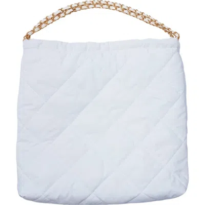 Adornia Quilted Chain Strap Shoulder Bag In White