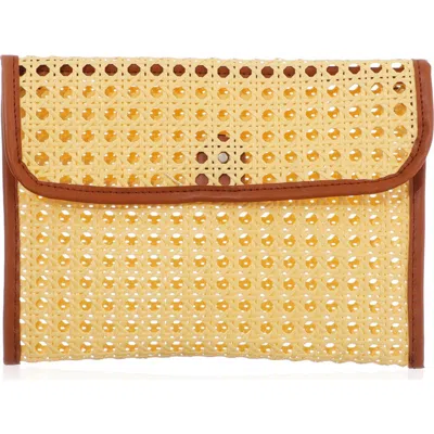 Adornia Rattan & Faux Leather Clutch In Brown