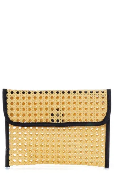 Adornia Rattan And Faux Leather Clutch In Brown