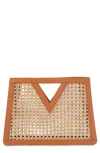 Adornia Rattan Cane Clutch In Brown