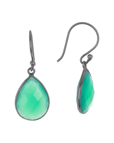 ADORNIA ADORNIA RHODIUM PLATED 7.00 CT. TW. GREEN ONYX DROP EARRINGS