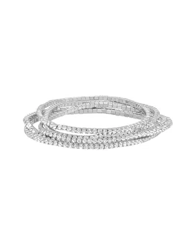 Adornia Rhodium Plated Stretch Bracelet In Metallic