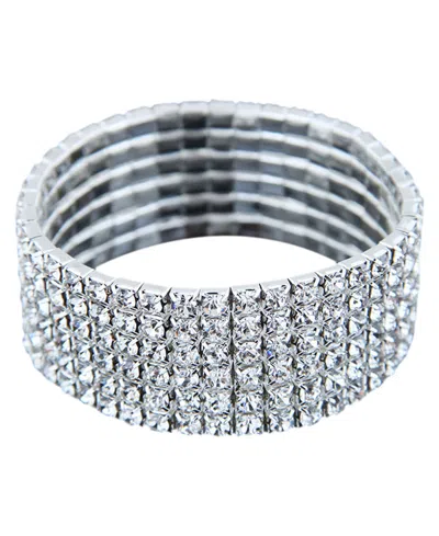 Adornia Stretch Crystal Wide Bracelet In Silver