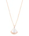 Adornia Rose Gold Adjustable Mother Of Pearl Cubic Zirconia Leaf Pendant Necklace In White