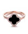 Adornia Rose Gold Cubic Zirconia Black Halo Clover Ring