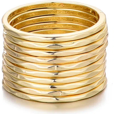 Adornia Set Of 10 Hammered Band Rings In Gold