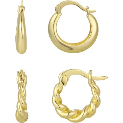 Adornia Set Of 2 14k Gold Plated Hoop Earrings