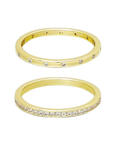 Adornia Set Of 2 14k Plated 1/2 Eternity And Dotted Band Ring Set In Gold