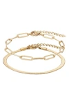 Adornia Set Of 2 18k Gold Plated Chain Bracelets In Gold