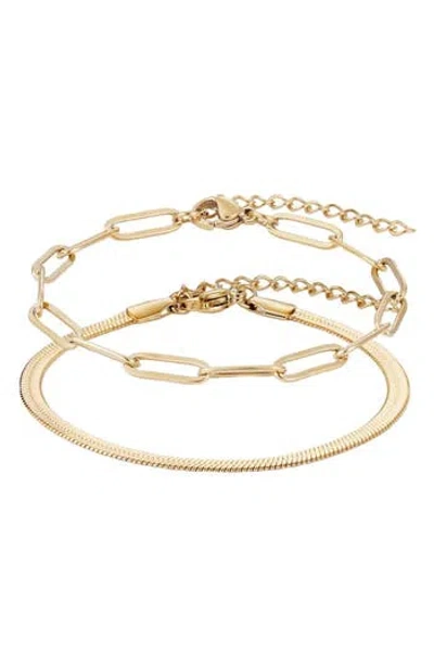 Adornia Set Of 2 18k Gold Plated Chain Bracelets